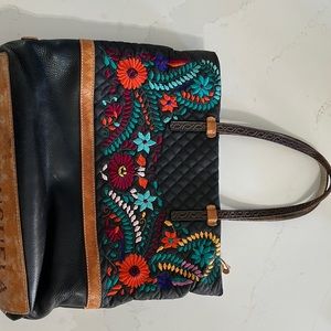 Consuela Leather, quilted and embroidered tote